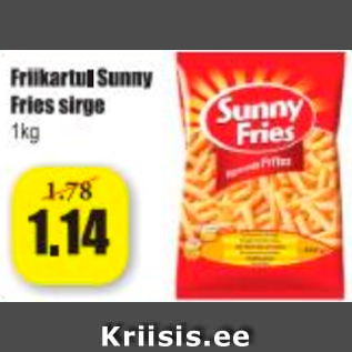 Allahindlus - Friikartul Sunny Fries Sigre 1 kg