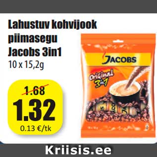 Allahindlus - Lahustuv kohvijook piimasegu Jacobs 3in1