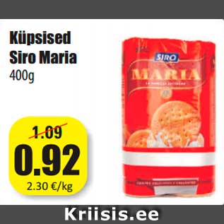 Allahindlus - Küpsised Siro Maria 400g