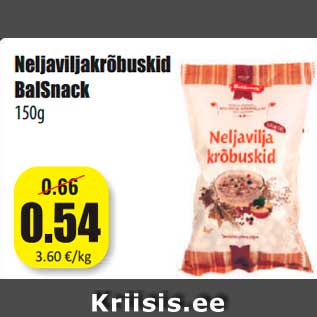 Allahindlus - Neljaviljakrõbuskid BalSnack 150g