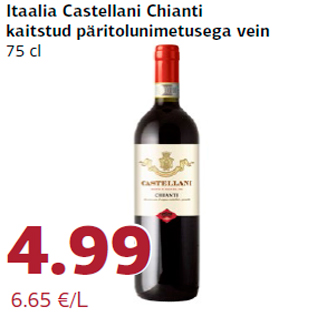 Allahindlus - Itaalia Castellani Chianti kaitstud päritolunimetusega vein 75 cl