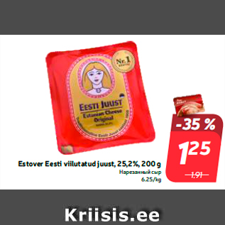 Allahindlus - Estover Eesti viilutatud juust, 25,2%, 200 g