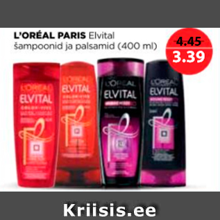 Allahindlus - L´OREAL PARIS Elvital šampoonid ja palsamid (400 ml)