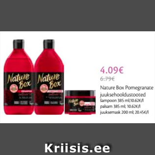 Allahindlus - Nature Box Pomegranate juuksehooldustooted šampoon 385 ml; palsam 385 ml; juuksemask 200 ml