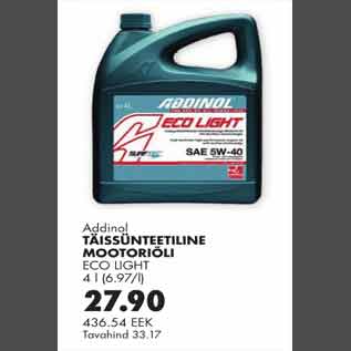 Allahindlus - Addinol täissünteetiline mootoriõli Eco Light