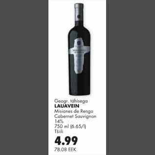 Allahindlus - Lauavein Misiones de Rengo Cabernet Sauvignon