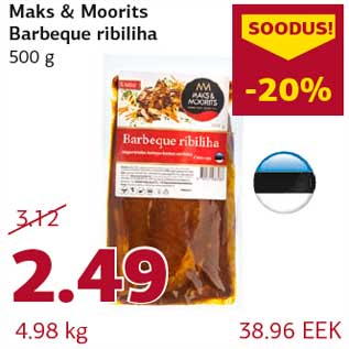 Allahindlus - Maks & Moorits Barbeque ribiliha 500 g