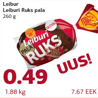 Allahindlus - Leibur Leiburi Ruks pala 260 g