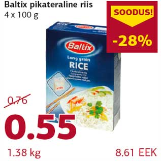 Allahindlus - Baltix pikateraline riis 4 x 100 g