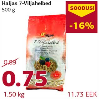 Allahindlus - Haljas 7-Viljahelbed 500 g