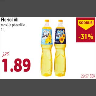 Allahindlus - Floriol õli rapsi-ja päevalille 1 L