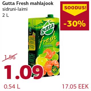 Allahindlus - Gutta Fresh mahlajook sidruni-laimi 2 L