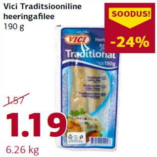 Allahindlus - Vici Traditsiooniline heeringafilee 190 g