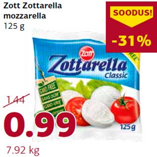 Allahindlus - Zott Zottarella mozzarella 125 g