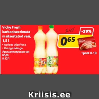 Allahindlus - Vichy Fresh karboniseerimata maitsestatud vesi, 1,5 l