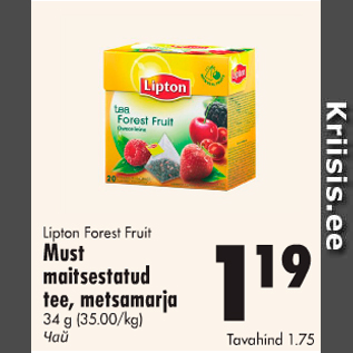 Allahindlus - Lipton Forest Fruit Must maitsestatud tee, metsamarja, 34 g