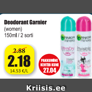 Allahindlus - Deodorant Garnier