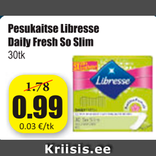 Allahindlus - Pesukaitse Libresse Daily Fresh So Slim 30 tk