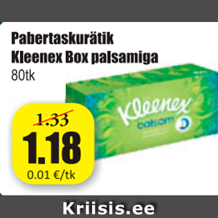 Allahindlus - Pabertaskurätik Kleenex Box palsamiga 80 tk