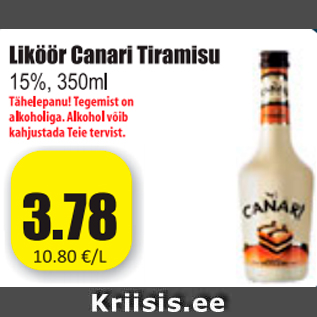 Allahindlus - Liköör Canari Tiramisu