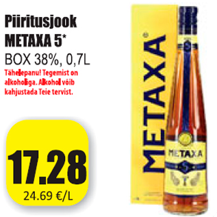 Allahindlus - Piiritusjook METAXA 5*