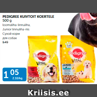 Allahindlus - PEDIGREE KUIVTOIT KOERTELE 500 G