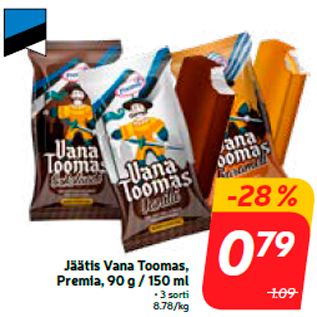 Allahindlus - Jäätis Vana Toomas, Premia, 90 g / 150 ml