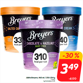 Allahindlus - Jäätis Breyers, 465 ml / 250-254 g