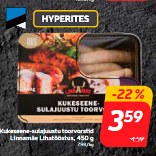 Allahindlus - Kukeseene-sulajuustu toorvorstid Linnamäe Lihatööstus, 450 g