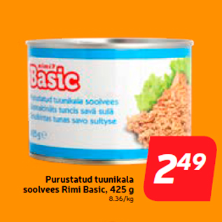 Allahindlus - Purustatud tuunikala soolvees Rimi Basic, 425 g