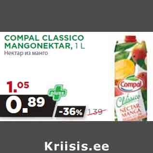 Allahindlus - COMPAL CLASSICO MANGONEKTAR, 1 L