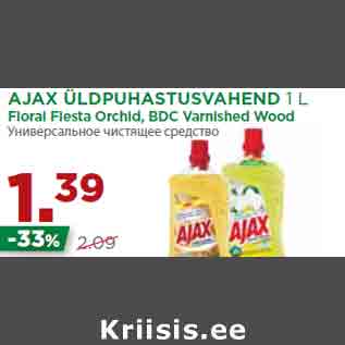 Allahindlus - AJAX ÜLDPUHASTUSVAHEND 1 L Floral Fiesta Orchid, BDC Varnished Wood