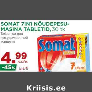 Allahindlus - SOMAT 7IN1 NÕUDEPESUMASINA TABLETID, 30 tk