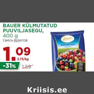 Allahindlus - BAUER KÜLMUTATUD PUUVILJASEGU, 400 g