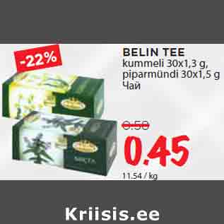 Allahindlus - BELIN TEE kummeli 30x1,3 g, piparmündi 30x1,5 g