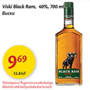 Allahindlus - Viski Black Ram, 40%, 700 ml