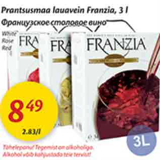 Allahindlus - Prantsusmaa lauavein Franzia, 3 l