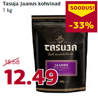 Allahindlus - Tasuja Jaanus kohvioad 1 kg