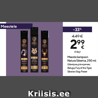 Allahindlus - Meeste šampoon Natura Siberica, 250 ml