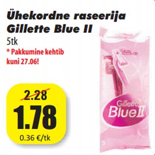 Allahindlus - Ühekordne raseerija Gillette Blue II