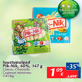 Allahindlus - Juustupulgad Pik-Nik, 40%, 147 g