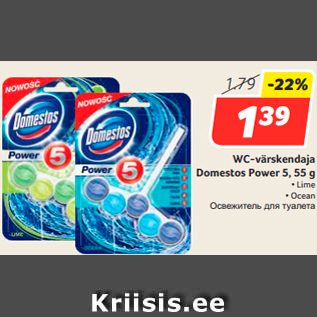 Allahindlus - WC-värskendaja Domestos Power 5, 55 g