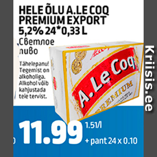 Allahindlus - HELE ÕLU A.LE COQ PREMIUM AXPORT