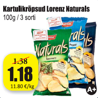 Allahindlus - Kartulikrõpsud Lorenz Naturals