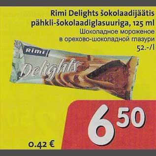 Allahindlus - Rimi Delights šokolaadijäätis pähkli-sokolaadiglasuuriga