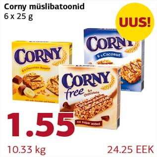 Allahindlus - Corny müslibatoonid 6 x 25 g