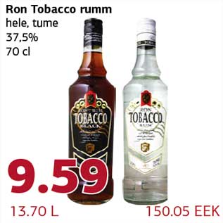 Allahindlus - Ron Tobacco rumm hele, tume 37,5% 70 cl