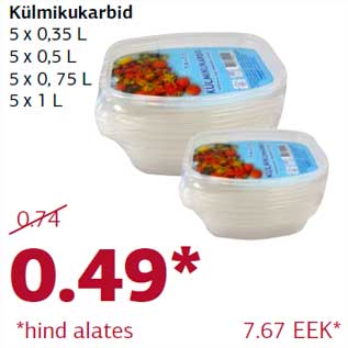 Allahindlus - Külmikukarbid 5 x 0,35 L, 5 x 0,5 L, 5 x 0, 75 L , 5 x 1 L