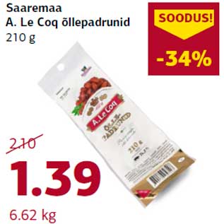 Allahindlus - Saaremaa A. Le Coq õllepadrunid 210 g