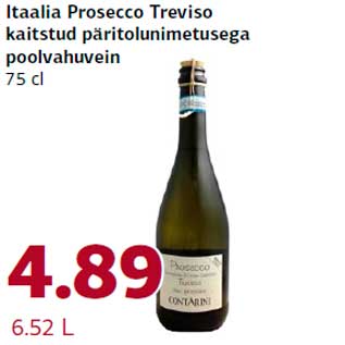 Allahindlus - Itaalia Prosecco Treviso kaitstud päritolunimetusega kaitstud päritolunimetusega poolvahuvein 75 cl